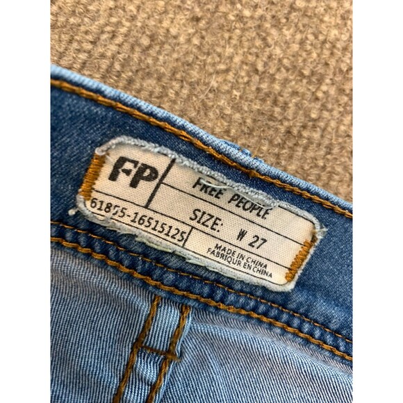 Free People Slim Straight Jeans Womens 27 Low Rise Stretch Medium Wash Denim - Picture 7 of 9